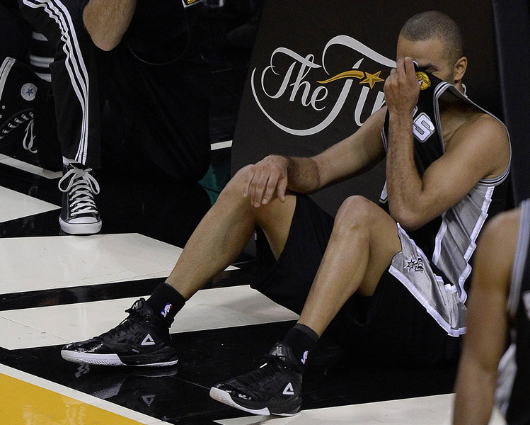 San Antonio Spurs Tony Parker reacts during game six of the NBA Finals at the American Airlines Arena in Miami, Florida, USA, 18 June 2013.