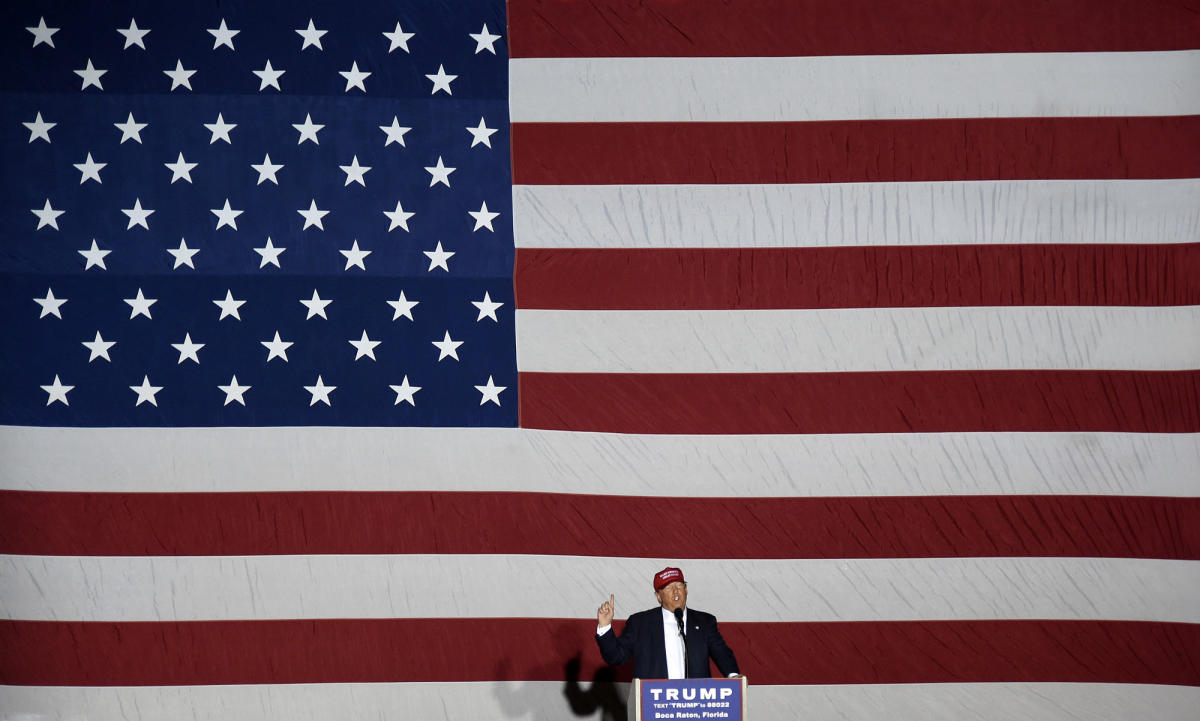 Republican presidential candidate Donald Trump speaks at a rally on March 13, 2016 in Boca Raton, Florida. 