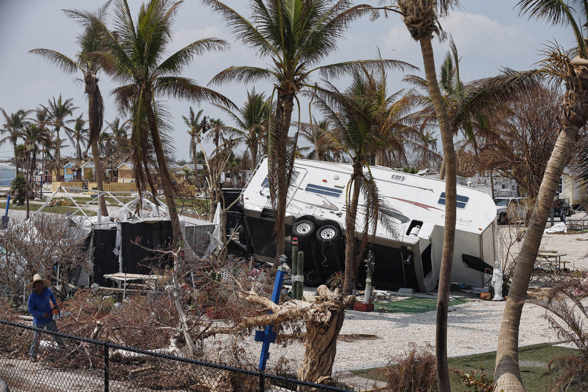 An RV park sits in shambles after Hurricane Irma after struck the Florida Keys in Islamorada, Florida, USA, 20 September 2017.